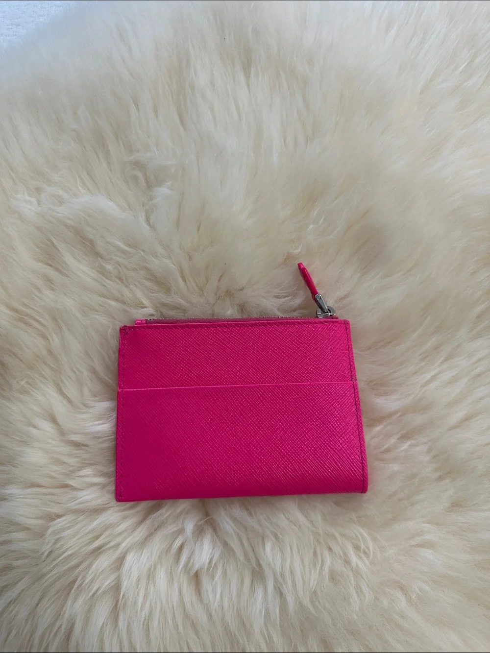 Prada Hot Pink Saffiano Leather Card Case Wallet